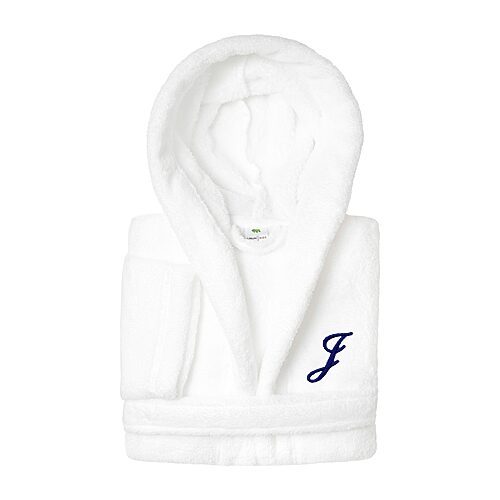 Linum Home Textiles Personalized Kids Bathrobe Little & Big Kid Unisex Long Length Long Sleeve Robe, Large, White