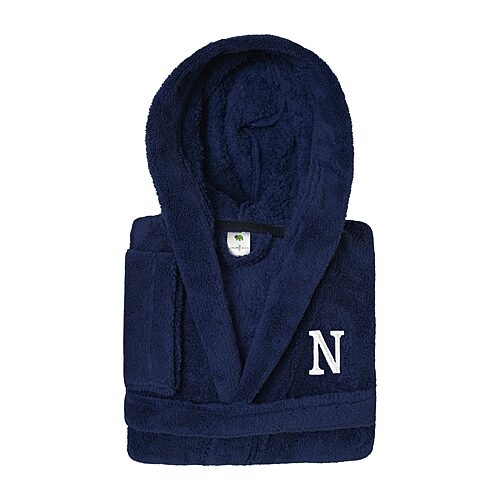 Linum Home Textiles Personalized Kids Bathrobe Little & Big Kid Unisex Long Length Long Sleeve Robe, Medium, Blue