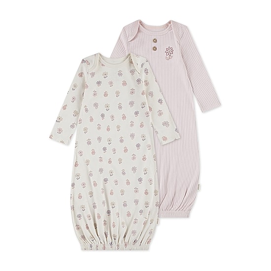 Huggies Baby Girls Rib Crew Neck Long Sleeve 2-pc. Nightgown