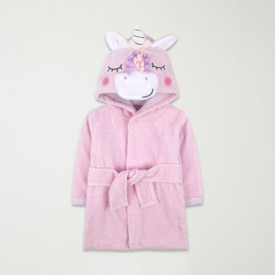 Baby Essentials 0-9 Month Hooded Unicorn Baby Girls Knee Length Long Sleeve Robe