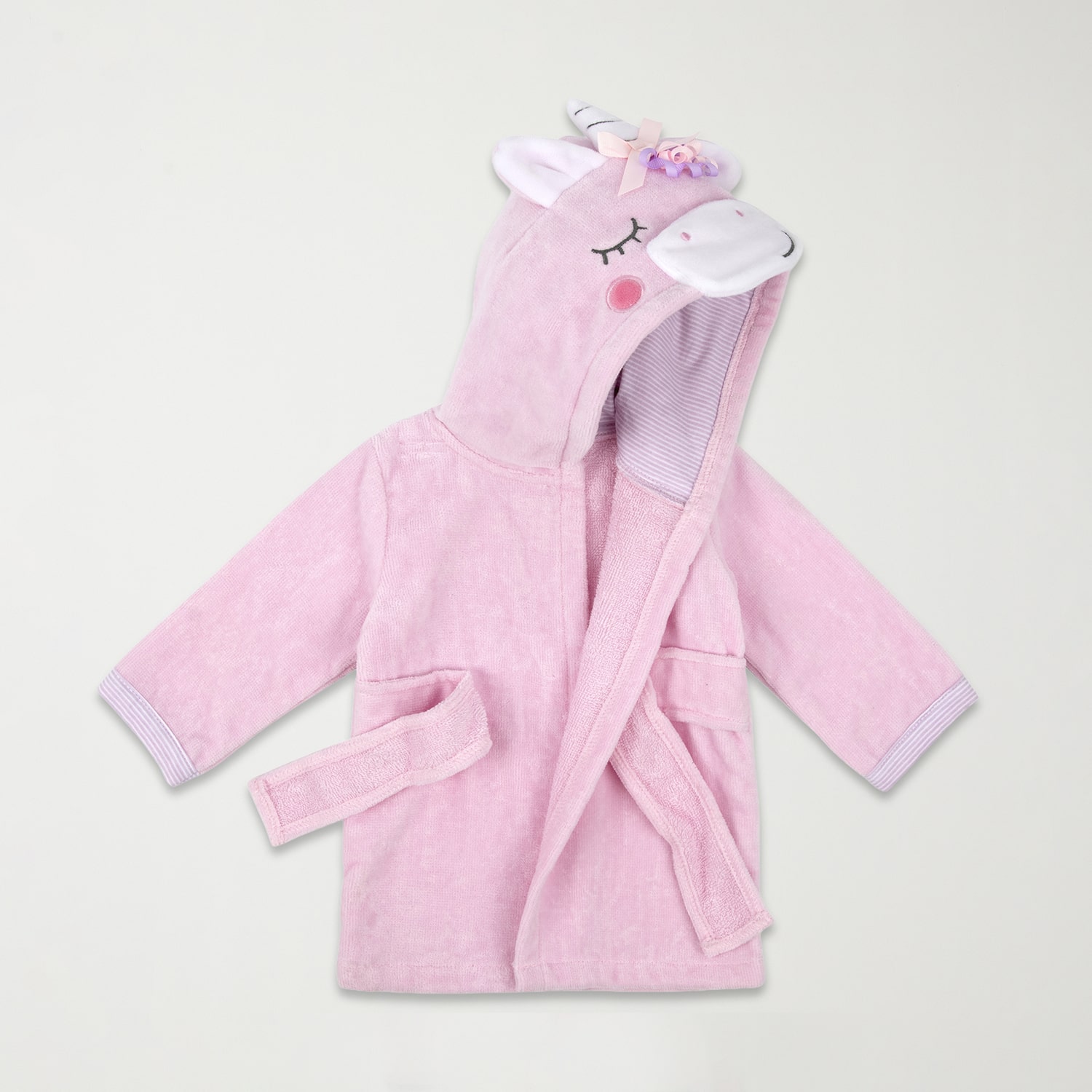 Baby Essentials 0-9 Month Hooded Unicorn Baby Girls Knee Length Long Sleeve Robe