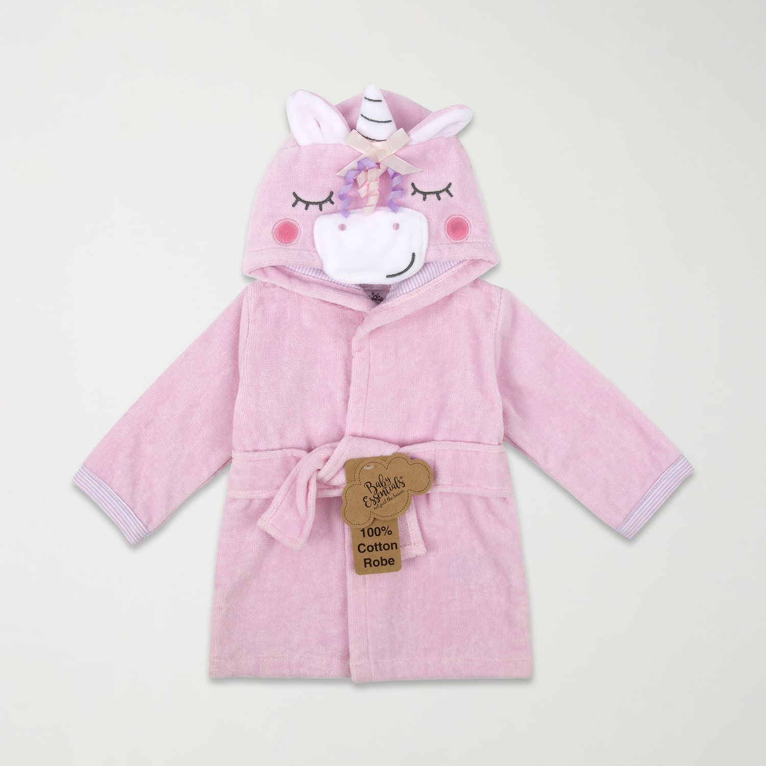 Baby Essentials 0-9 Month Hooded Unicorn Baby Girls Knee Length Long Sleeve Robe