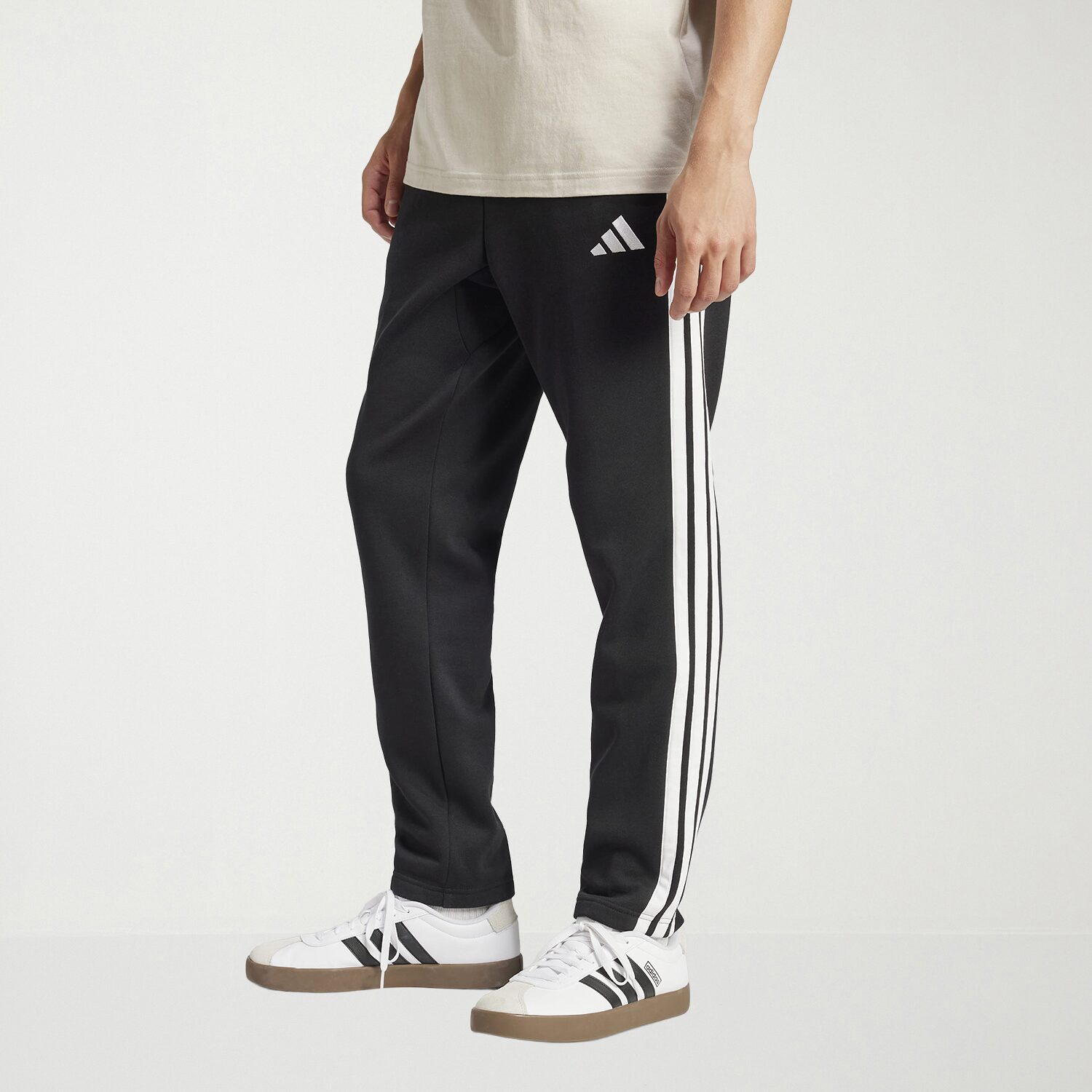 adidas 3 Stripe Mens Straight Mid Rise Regular Fit Big and Tall Fleece Sweatpant
