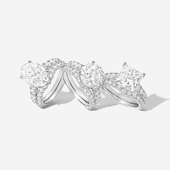 Grown Gorgeous (F,Vs2) Womens 6 1/10 Ct. T.W. Lab Grown White Diamond 14K Gold or Platinum Oval Side Stone Bridal Set