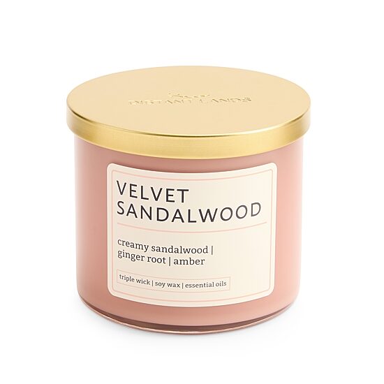 Distant Lands 14oz Velvet Sandalwood 3-Wick Scented Jar Candle