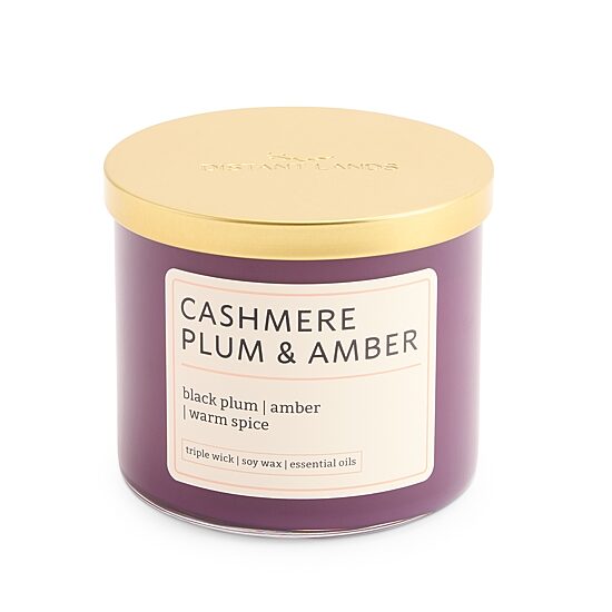 Distant Lands 14oz Cashmere Plum & Amber 3-Wick Scented Jar Candle