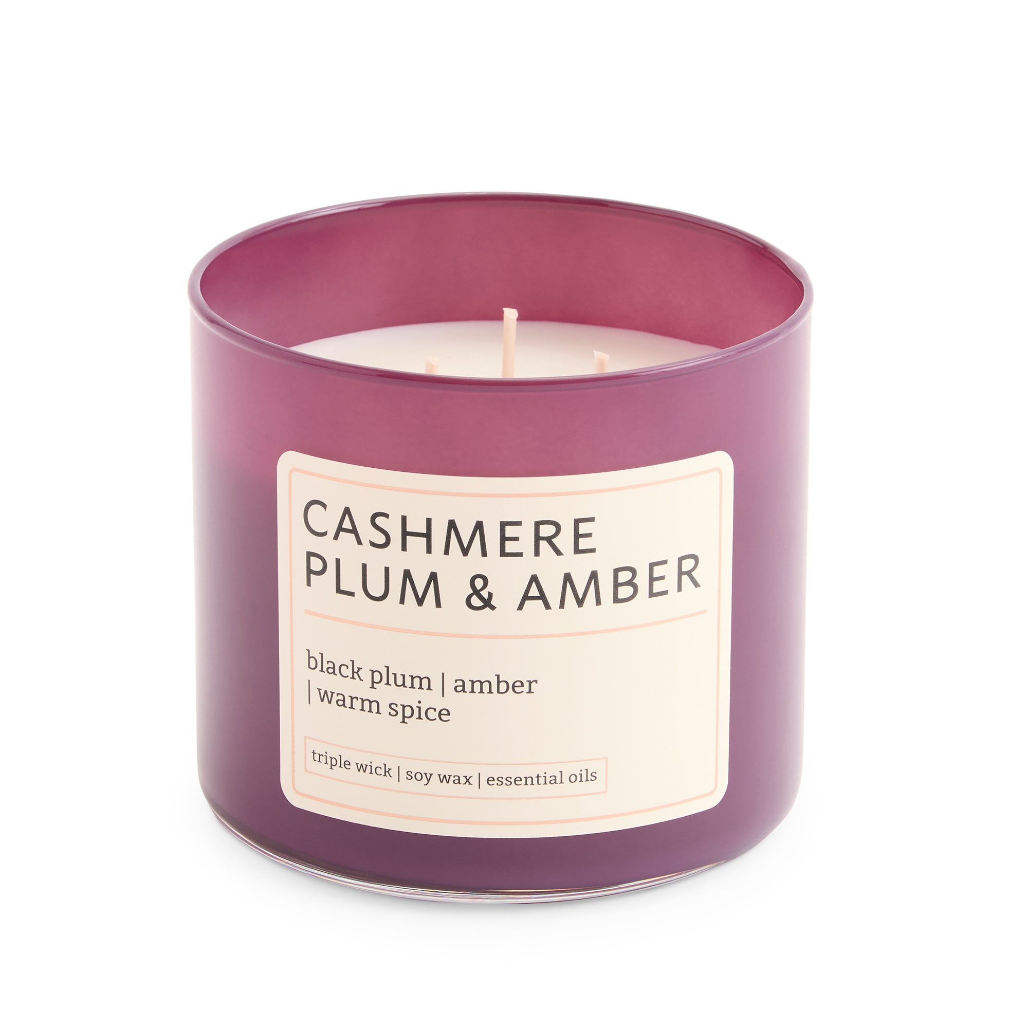 Distant Lands Cashmere Plum And Amber 3-Wick Scented Jar Candle
