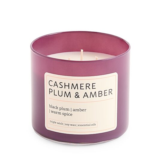 Distant Lands 14oz Cashmere Plum & Amber 3-Wick Scented Jar Candle