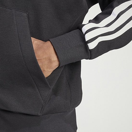 adidas 3 Stripe Full Zip Sweatshirt Mens Hooded Long Sleeve Sweatshirt