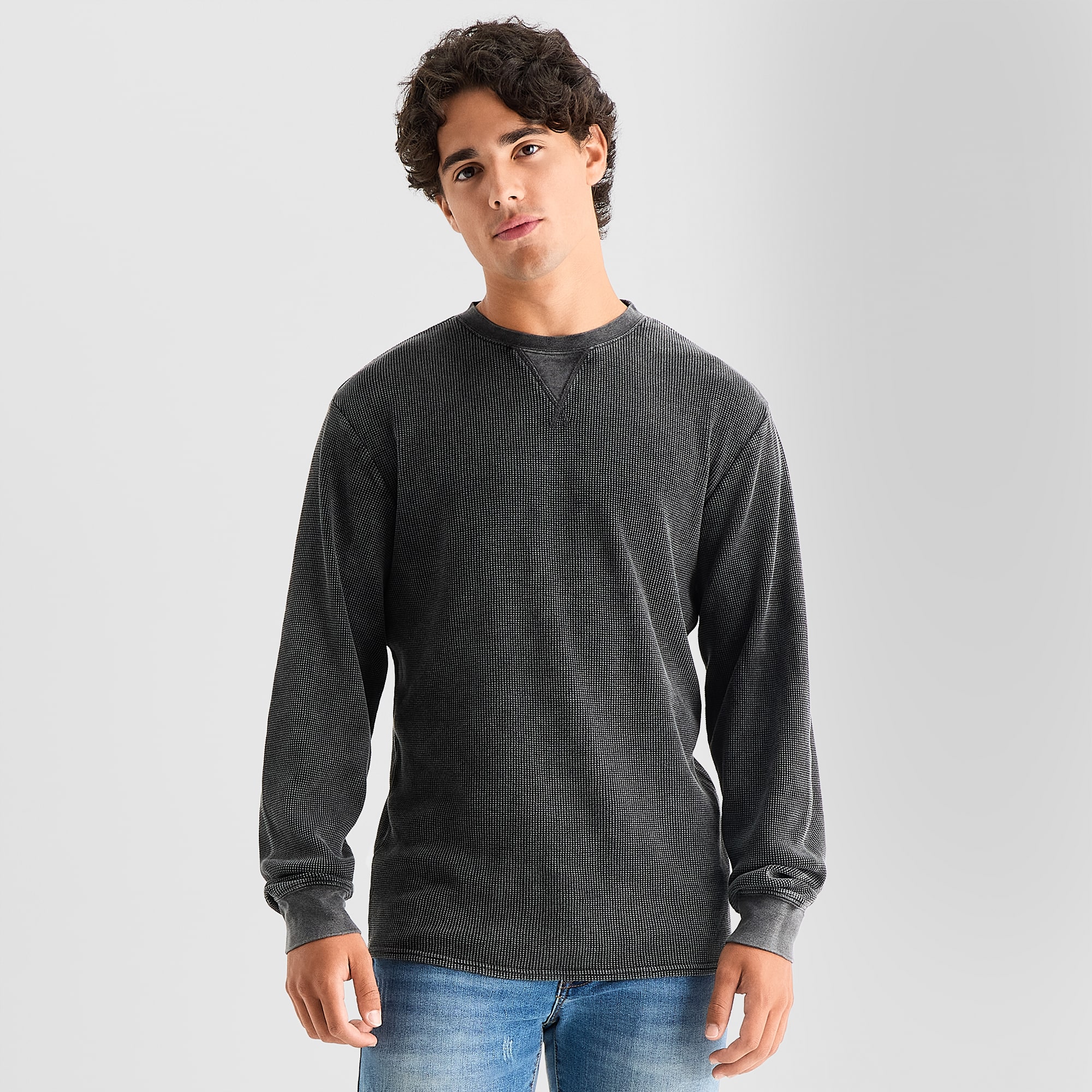 Arizona Mens Crew Neck Long Sleeve Regular Fit Thermal Top
