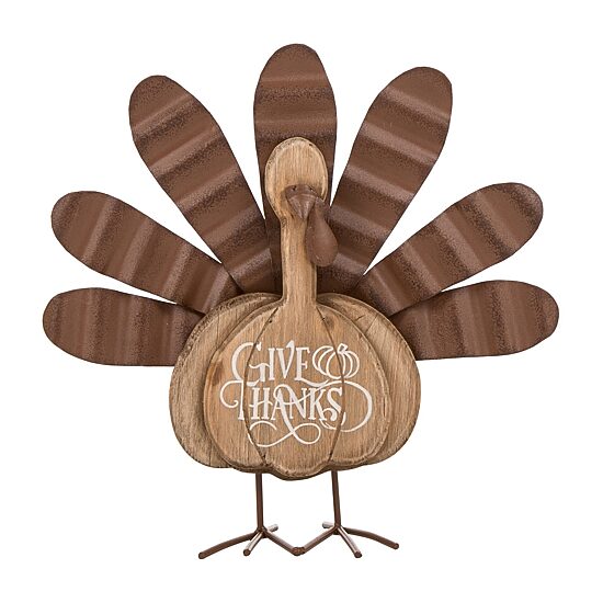 Glitzhome Wooden Metal Turkey Tabletop Decor
