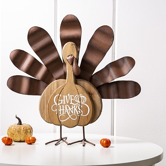 Glitzhome Wooden Metal Turkey Tabletop Decor