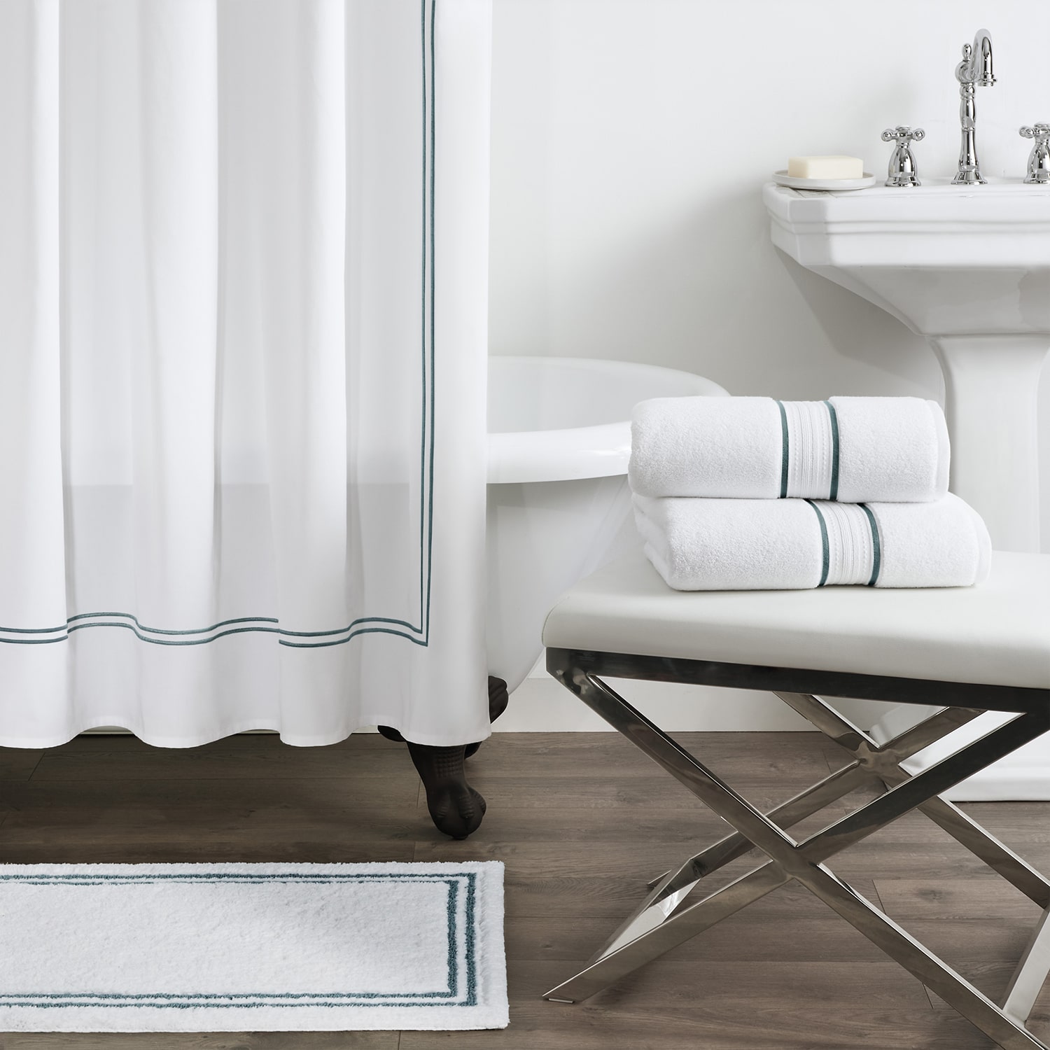 Fieldcrest Luxury Border Stripe Shower Curtain