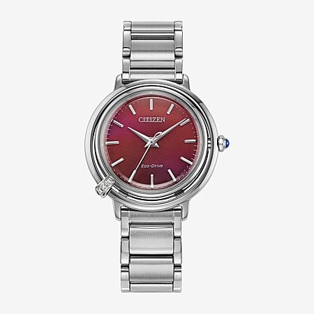 Citizen Axiom Womens Crystal Accent Silver Tone Stainless Steel