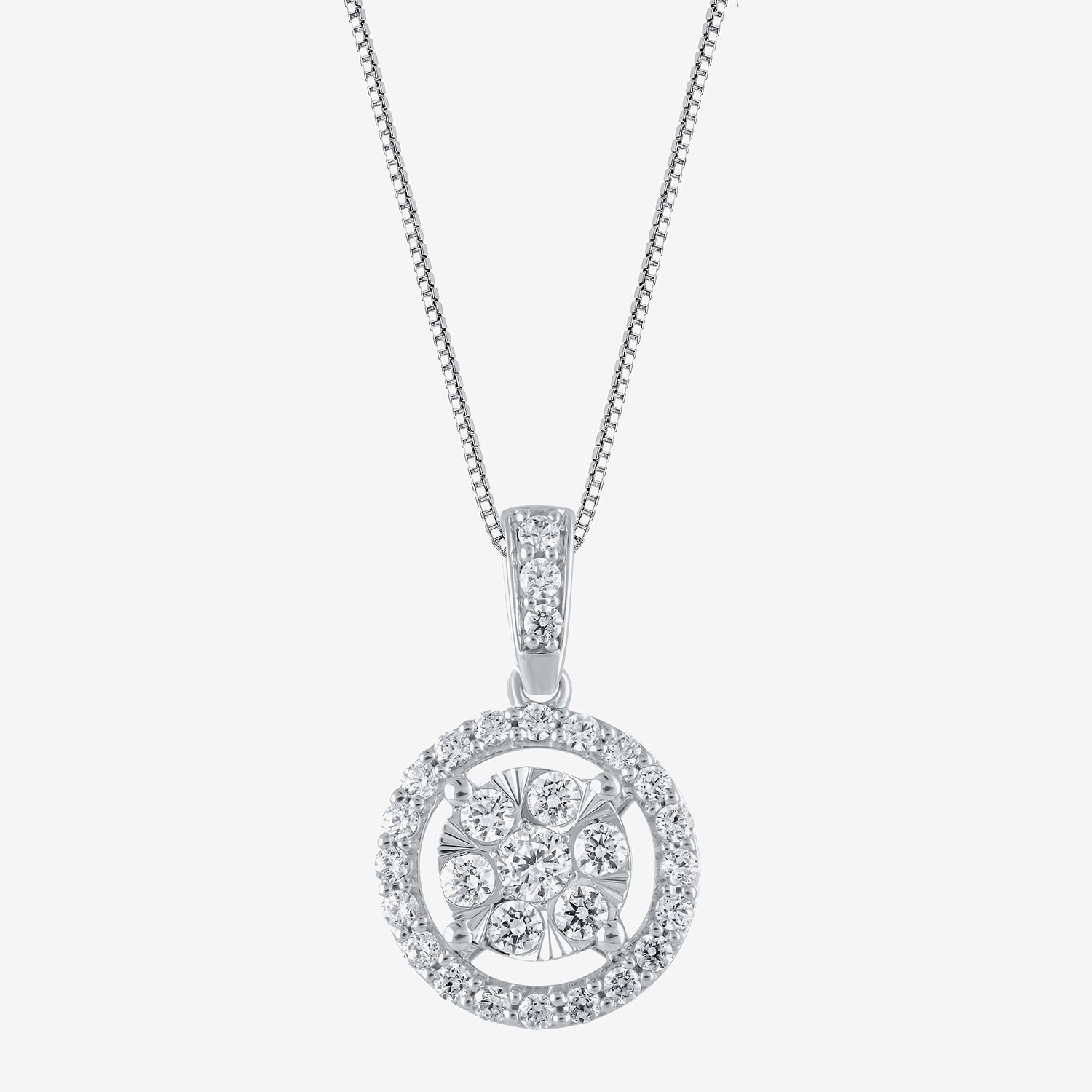 Womens 1/2 CT. T.W. Natural White Diamond 14K or Yellow Gold Round Pendant Necklace