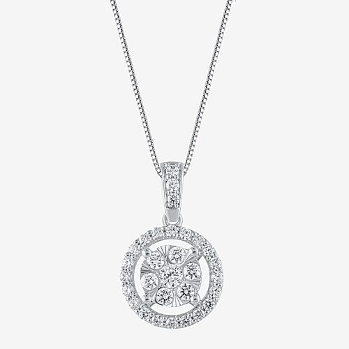 Womens 1/2 CT. T.W. Natural White Diamond 14K White or Yellow Gold Round Pendant Necklace, One Size, White