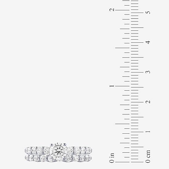 Signature By Modern Bride (H-I / I1) Womens 2 CT. T.W. Lab Grown White Diamond 10K Gold Side Stone Bridal Set