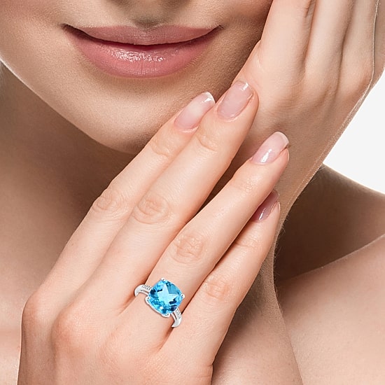 Effy Final Call  Womens Genuine Gemstone 14K White/Yellow/Rose Gold Cushion Cocktail Ring