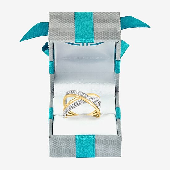Effy Final Call Womens 3/8 CT. T.W. Natural White Diamond 14K Two Tone Gold Crossover Band