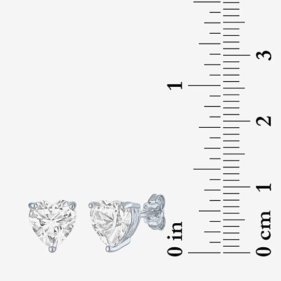 Yes, Please! Lab Created White Sapphire Sterling Silver 7mm Heart Stud Earrings