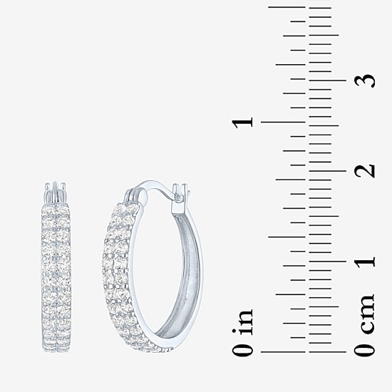 Yes, Please! Womens Lab Created White Sapphire Sterling Silver 18mm Hoop Earrings