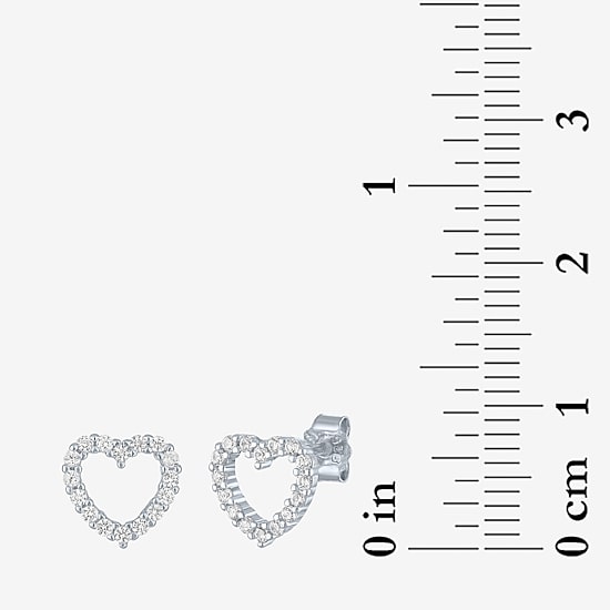 Yes, Please! Lab Created White Sapphire Sterling Silver Heart Stud Earrings