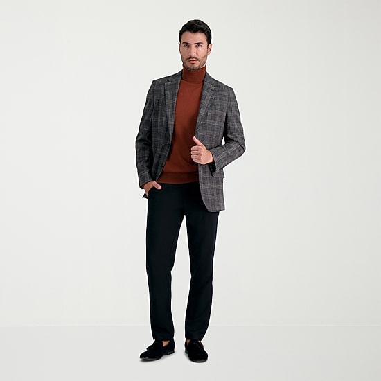 Haggar JMH Tailored Slub Glen Plaid Mens Stretch Fabric Modern Fit Sport Coat