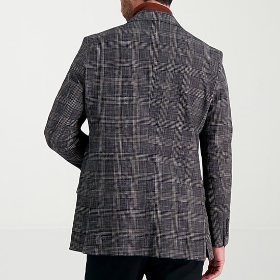 Haggar JMH Tailored Slub Glen Plaid Mens Stretch Fabric Modern Fit Sport Coat