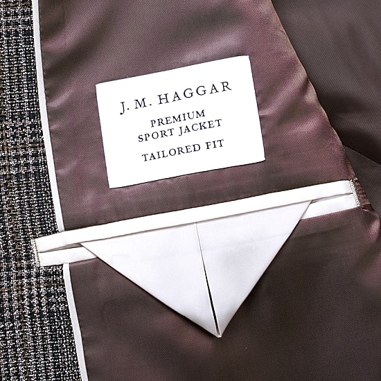 Haggar JMH Tailored Slub Glen Plaid Mens Stretch Fabric Modern Fit Sport Coat