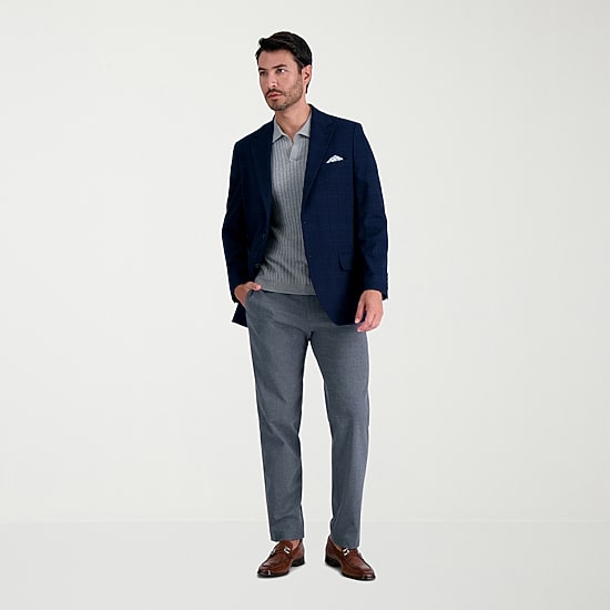 Haggar JMH Tailored Tonal Plaid Mens Stretch Fabric Modern Fit Sport Coat