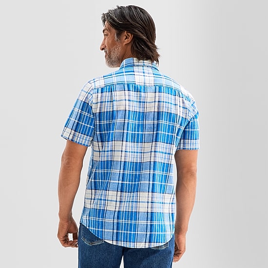 St. John's Bay Linen Blend Mens Short Sleeve Classic Fit Button-Down Shirt