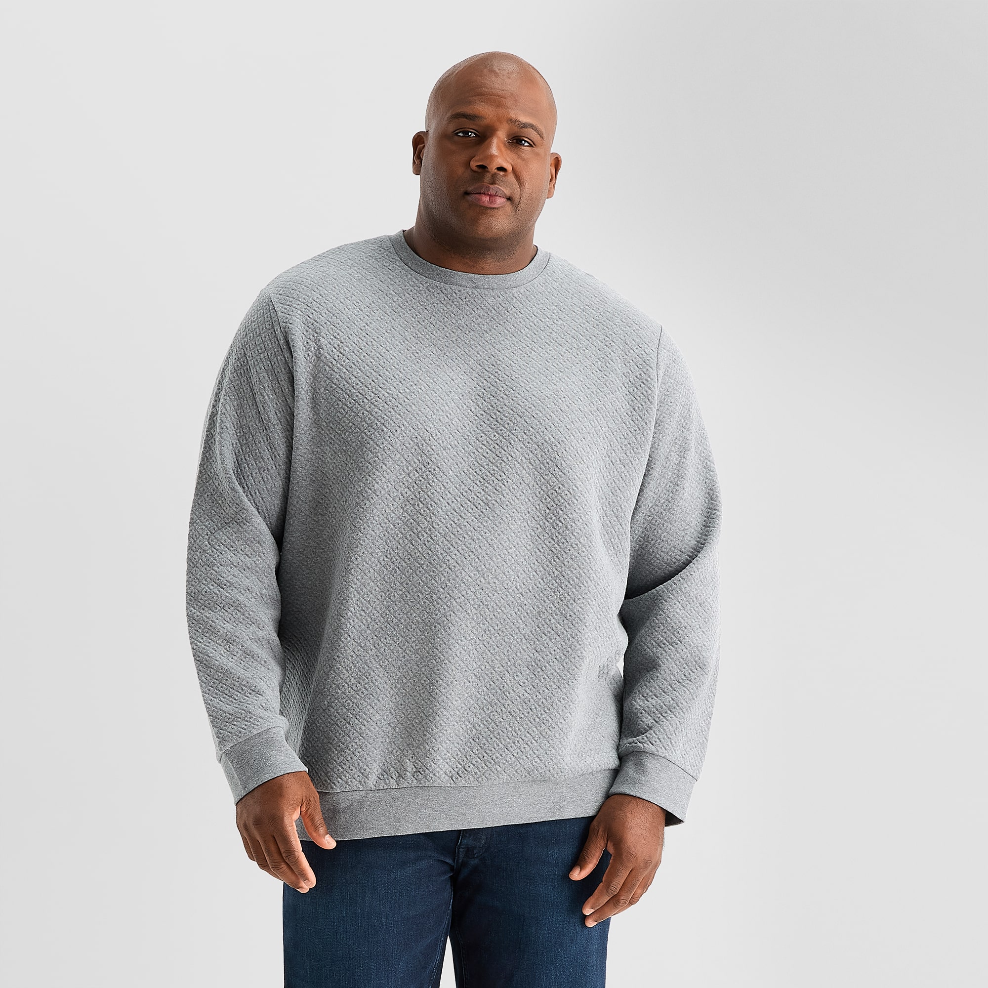 Shaquille O'Neal XLG™ Textured Fleece Mens Crew Neck Long Sleeve Big and Tall Sweatshirt