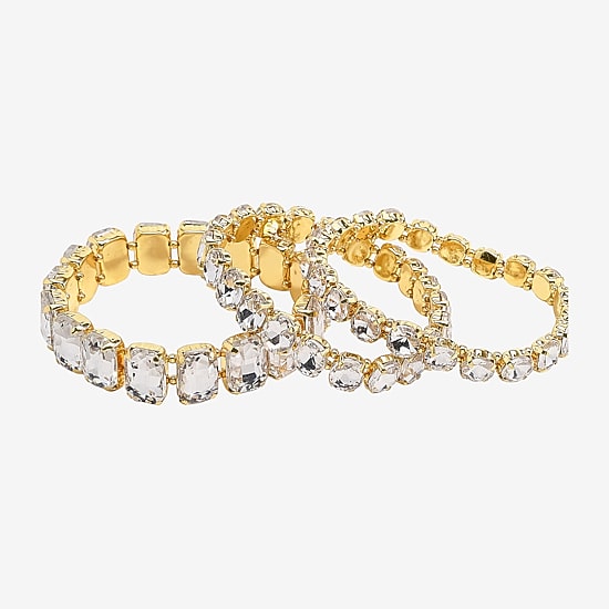 Bijoux Bar Womens 3-pc. Glass Bracelet Set