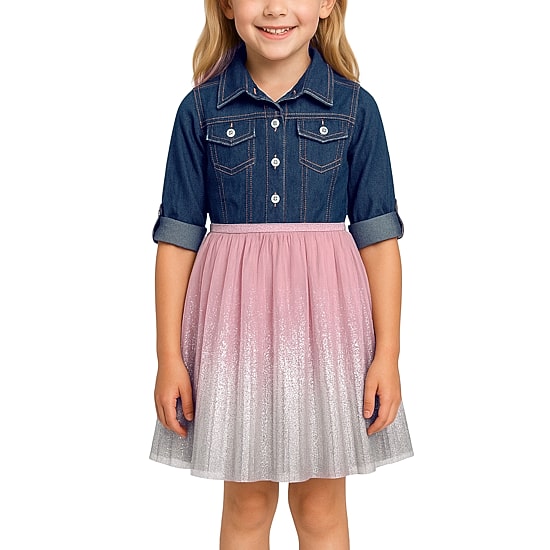 Lilt Toddler Girls Roll Tab Elbow Sleeve Tutu Dress
