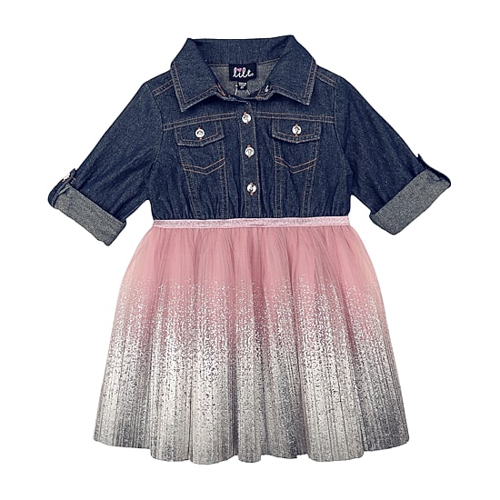 Lilt Toddler Girls Roll Tab Elbow Sleeve Tutu Dress