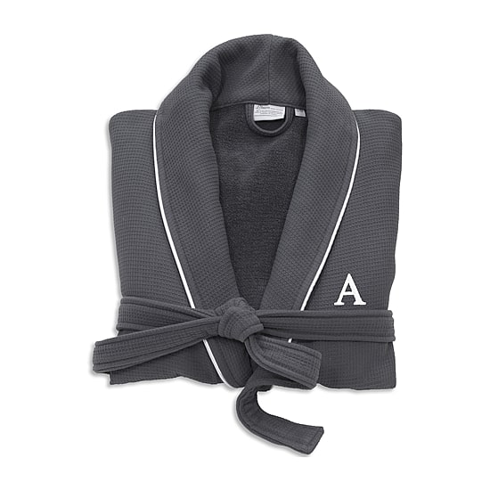 Linum Home Textiles Personalized Waffle Terry Bathrobe Unisex Adult Long Length Long Sleeve Robe