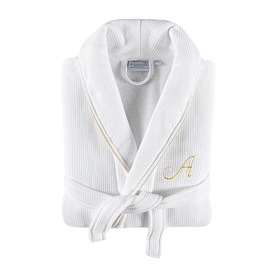 Linum Home Textiles Personalized Waffle Terry Bathrobe Unisex Adult Long Length Long Sleeve Robe