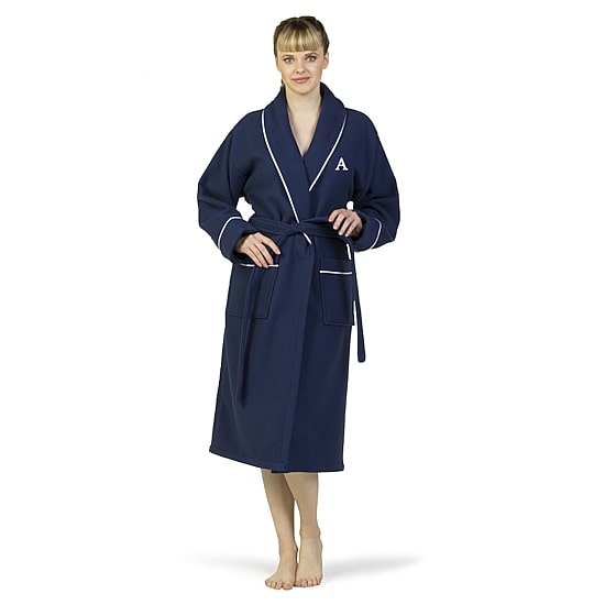 Linum Home Textiles Personalized Waffle Terry Bathrobe Unisex Adult Waffle Long Sleeve Long Length Robe