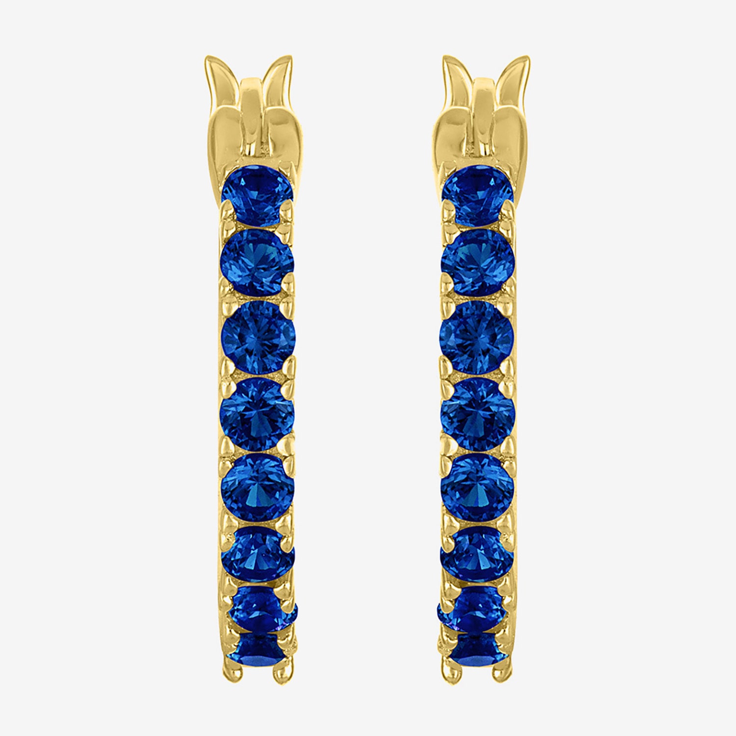 Gemstone 14K Gold Over Silver 16mm Hoop Earrings