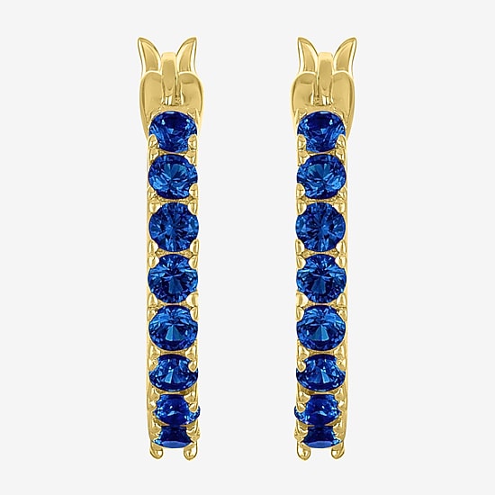 Gemstone 14K Gold Over Silver 16mm Hoop Earrings