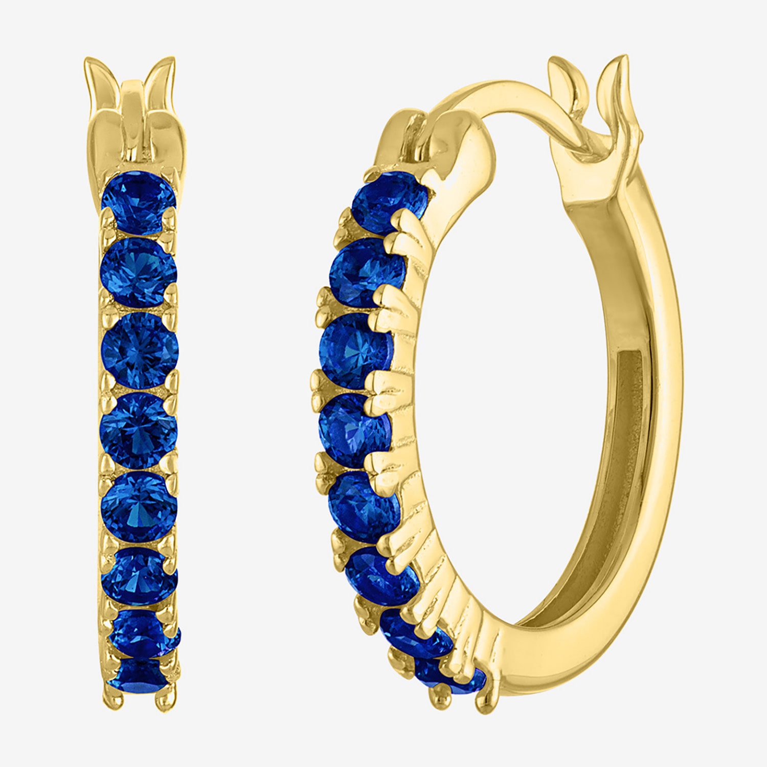 Gemstone 14K Gold Over Silver 16mm Hoop Earrings
