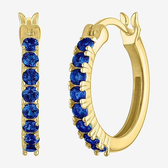 Gemstone 14K Gold Over Silver 16mm Hoop Earrings