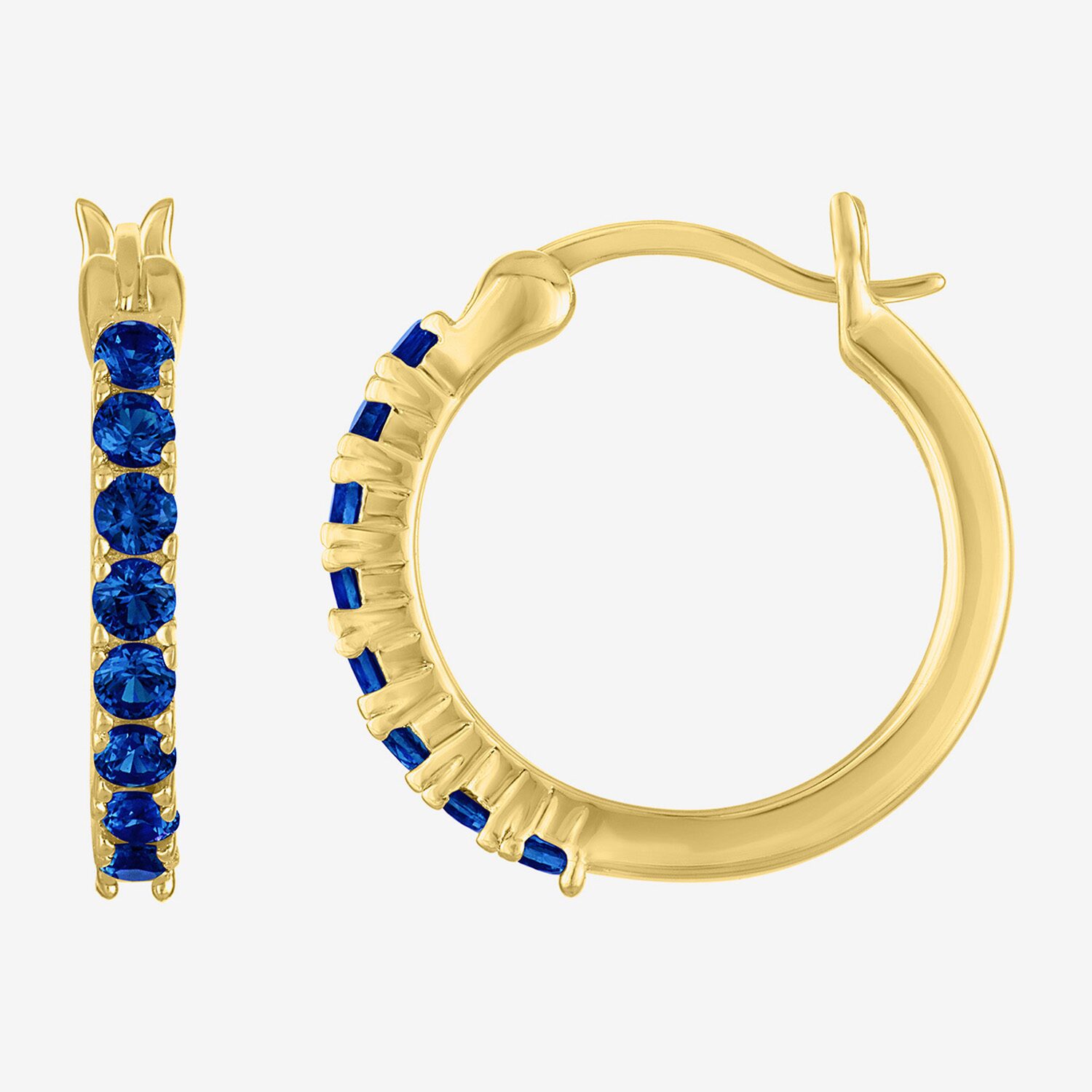 Gemstone 14K Gold Over Silver 16mm Hoop Earrings