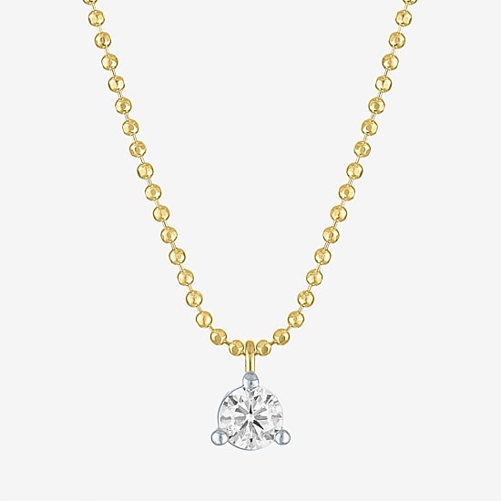 Yes, Please! Womens 1/5 CT. Lab Grown White Diamond Sterling Silver Round 18 Inch Pendant Necklace