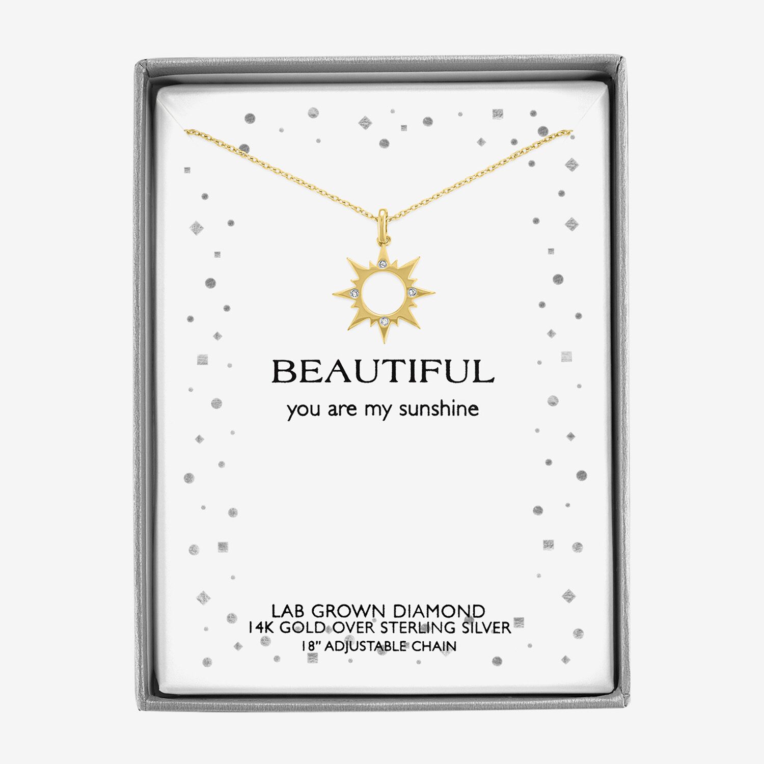 Diamond Accent Womens Diamond Accent Natural White Diamond 14K Gold Over Silver Sunburst 18 Inch Pendant Necklace