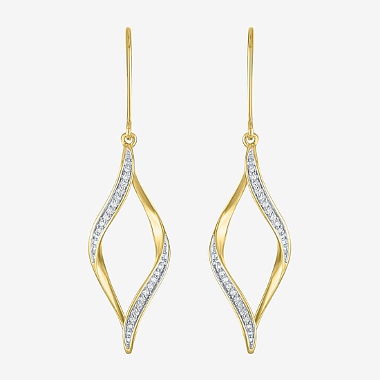 (G-H, Si2-I1) Womens 1/10 CT. T.W. Lab Grown White Diamond 14K Gold Over Silver Drop Earrings