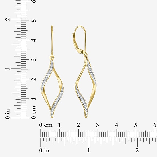(G-H, Si2-I1) Womens 1/10 CT. T.W. Lab Grown White Diamond 14K Gold Over Silver Drop Earrings