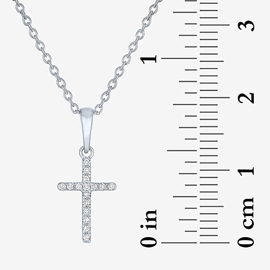 Diamond Accent "Faith" Womens Diamond Accent Natural White Diamond Sterling Silver Cross 18 Inch Pendant Necklace