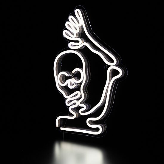 15'' White LED Lighted Neon Style Skeleton Halloween Window Silhouette