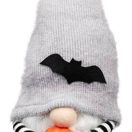 8'' Halloween Bat Standing Gnome with Pumpkin